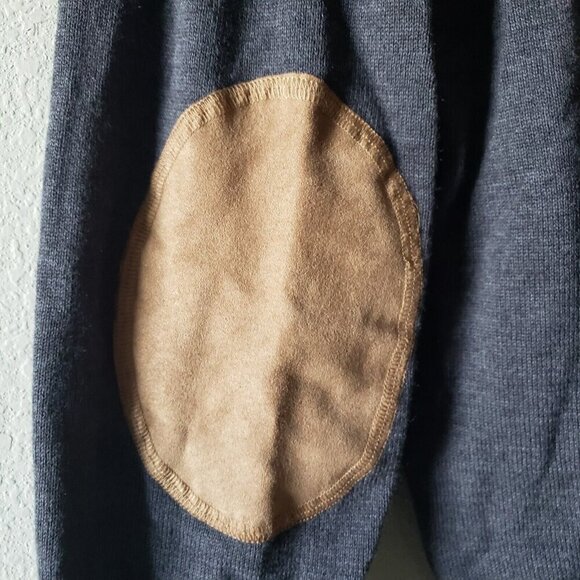 Mott & Grand Men's Medium Sweater Crew Knit Long Sleeve Padded Elbows Charcoal - Picture 4 of 9